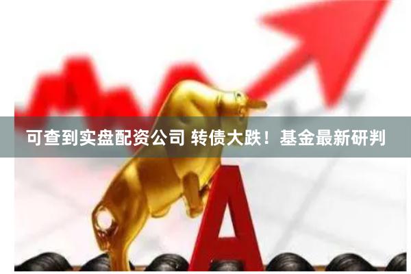 可查到实盘配资公司 转债大跌！基金最新研判