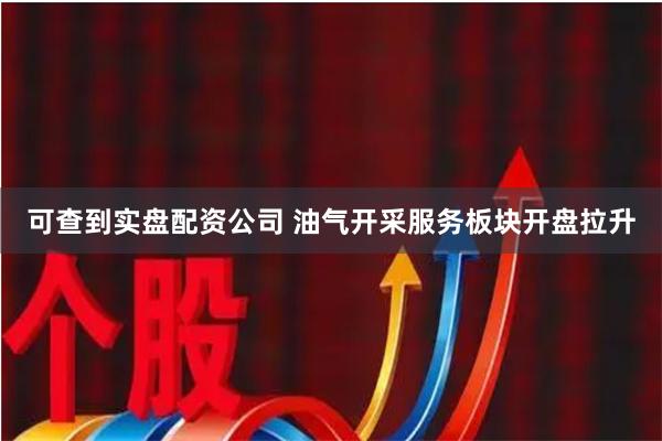 可查到实盘配资公司 油气开采服务板块开盘拉升